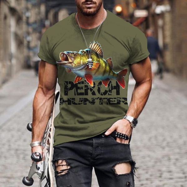 

men's t shirts summer men's clothes male t-shirt 3d-printed green big fish pattern tees casual breathable o neck shirt men, White;black
