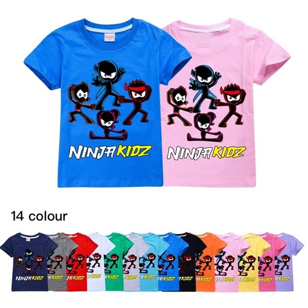 Ninja Kidz Toddler Kız Yaz Kıyafetleri Genç Kızlar Giyim Pamuk Erkekler Tshirt Butik Kids O-Yellow Üstler Gömlek 220426