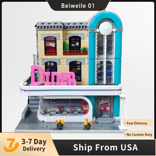 

lepin 15037 creator block series the downtown dinner genuine building blocks 2778pcs bricks child toys christmas gifts 10260 model kit