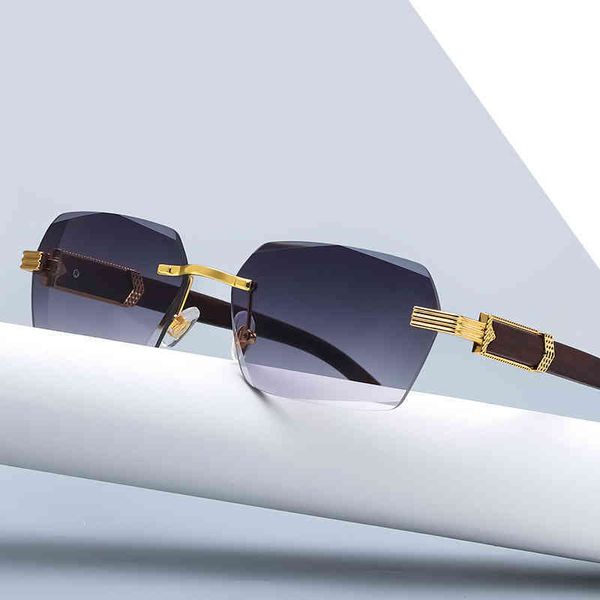 

2021 new wood grain mirror leg metal sunglass irregular square trend sunglass, White;black