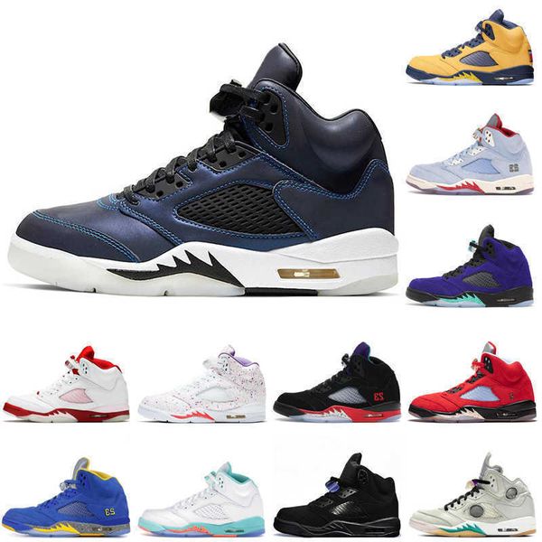 

metallic white 5 5s men basketball shoes sail stealth anthracite oklahoma mens sneakers women trainers, Black