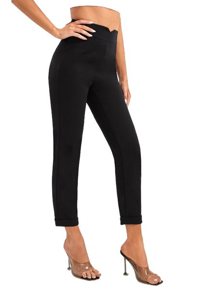 

tall solid high waist pants m01q#, Black;white