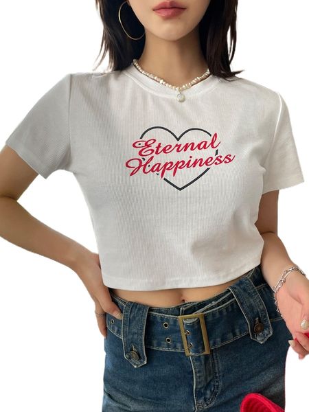 

dazy heart & letter graphic tee k0ib#, White