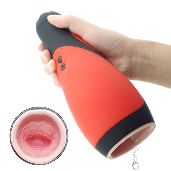 

silicone blowjob 30 speed vibration simulated electric male masturbator cup deep throat mouth design tight oral toys for men