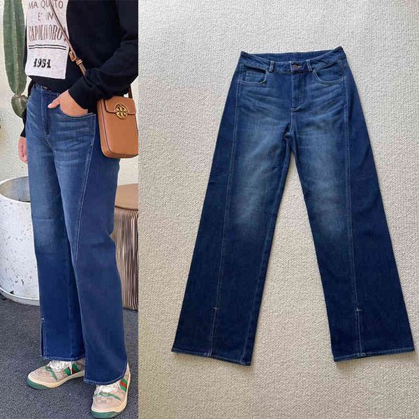 

women's jeans max straight version micro plush brushed jeans, Blue