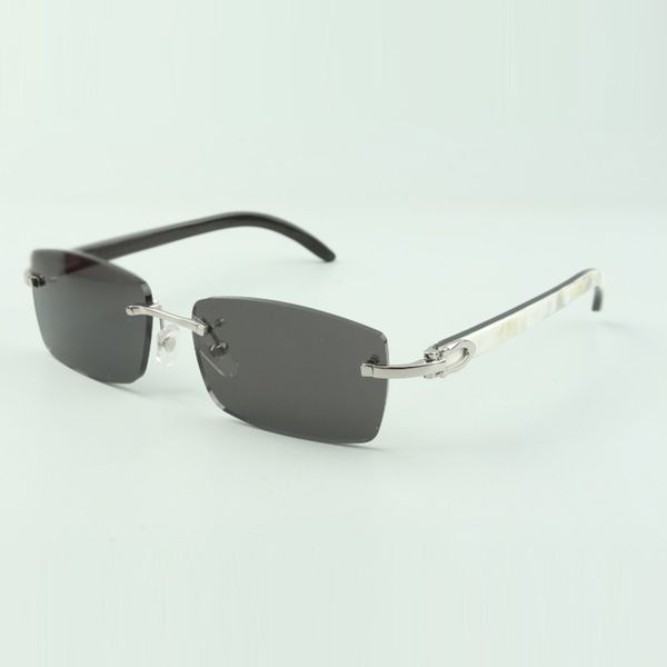 

sunglasses frameless buffs 3524012 with natural hybrid buffalo horn for men and women 56mm le, White;black