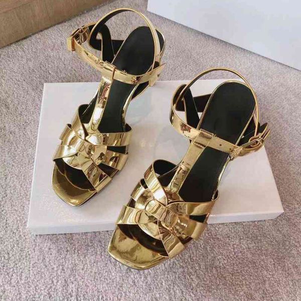 

designer sandals fashion matte patent stone pattern leather women 8cm stiletto heel t-strap summer sandales with box, Black