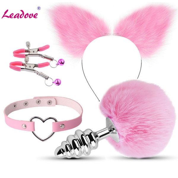 Rabbit Tail Silicone/Metal Anal Plug Cat Ears