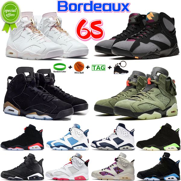 

2022 bordeaux men basketball shoes 6s unc cactus electric green university blue hare mint foam oreo maroon mens sportss neakers, Black