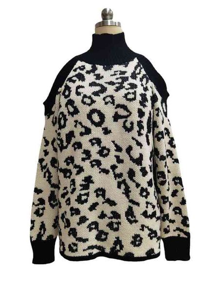 

summer zipper striped pullover knitted small fragrance high neck leopard print black commuter dress, White;black
