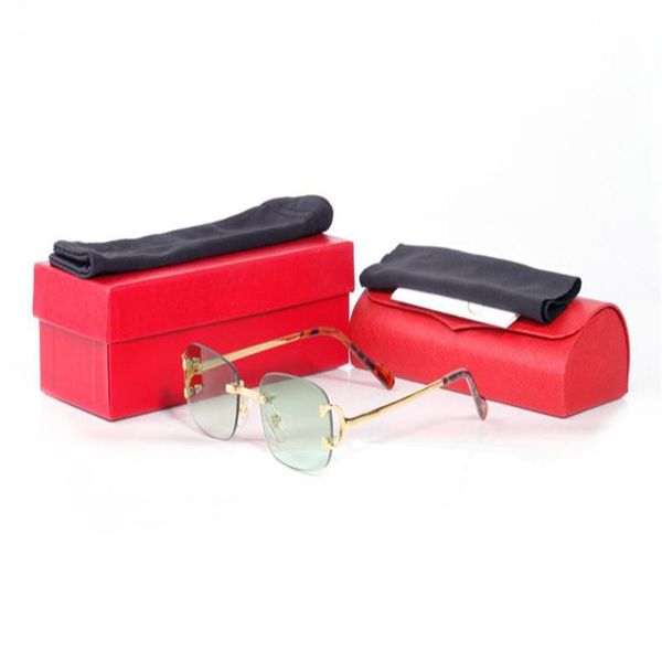 

fashion sunglasses for men women famous sports rimless retro sun glasses clear mirrors alloy frame uv400 eyeglasses lunette266u, White;black