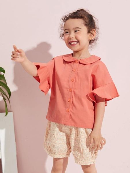 

toddler girls peter pan collar bell sleeve blouse she, White;black