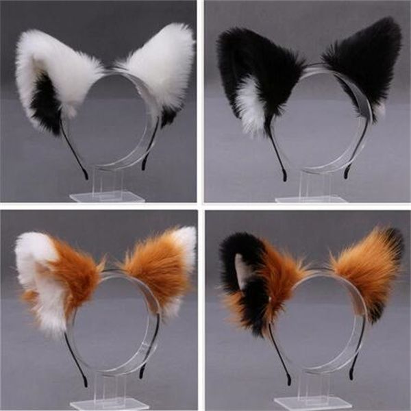

lolita cosplay cat ears headband anime dance party costume wolf fox ear plush hairband girls kawaii hair accessories props gc1529, Silver