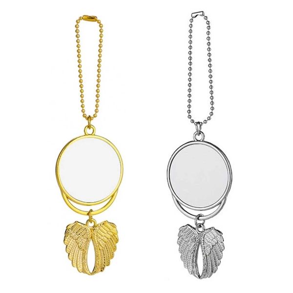 

party sublimation blank keychain angel wings heat transfer round pendant for christmas valentine's day birthday present