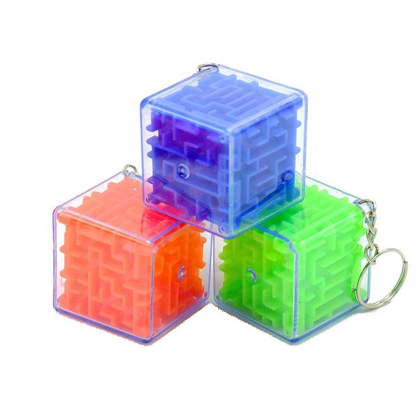 Fidget Toys Puzzle per bambini Maze Cube 3CM Portachiavi Rotante Bead Maze Decompression Toy Portachiavi