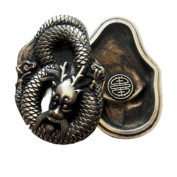 

china handmade fine stationery yantai inkstone disc cover single dragon, Silver