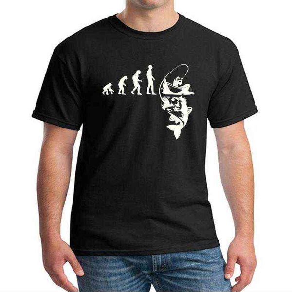 

summer short sleeve funny gift t-shirt plus size new evolution fishinger tee shirt men summer fish joke fisherman carp t-shirts t220517, White;black