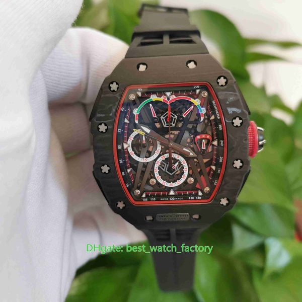 Venda quente Relógios de alta qualidade 44mm x 50mm RM50-03 gr 35-75 McLaren F1 Esqueleto Fibra de Carbono Transparente Mecânica Mecânica Mens Automático Assistir relógios de pulso dos homens
