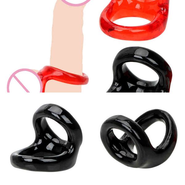 Nxy Cockrings Strapon Anelli del pene Gabbia di castità maschile Scroto Barella Giocattoli del sesso per uomini Tempo di ritardo Eiaculazione Cock Ring Blocco erotico Cockring 220505