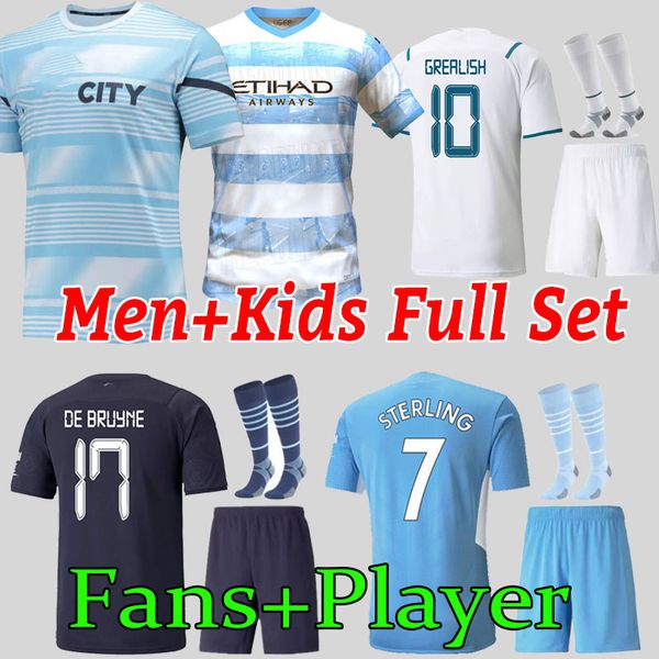 

soccer jersey 2021 22 23 grealish ferran men manchester sterling football shirt de bruyne gesus bernardo mahrez foden city men kid + socks f, Black;yellow