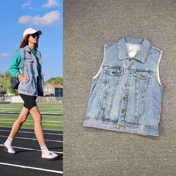 

women's jackets p185205gz c cotton 100 washable versatile denim vest, Black;brown