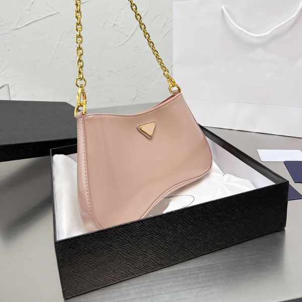 

ladies shoulder bag fashion all-match patent leather armpit bag saddle style metal chain shopping street shooting must-have items xb50026
