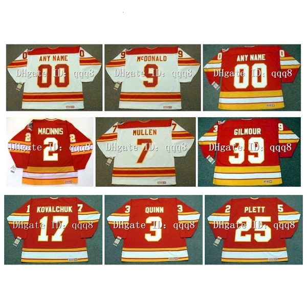 Vintage 1989 Stanley Cup Hockey Jersey 34 Miikka Kiprusoff 2 Al Macinnis 12 Jarome Iginla 9 Lanny 30 Mike Vernon 14 Teoren Fleury