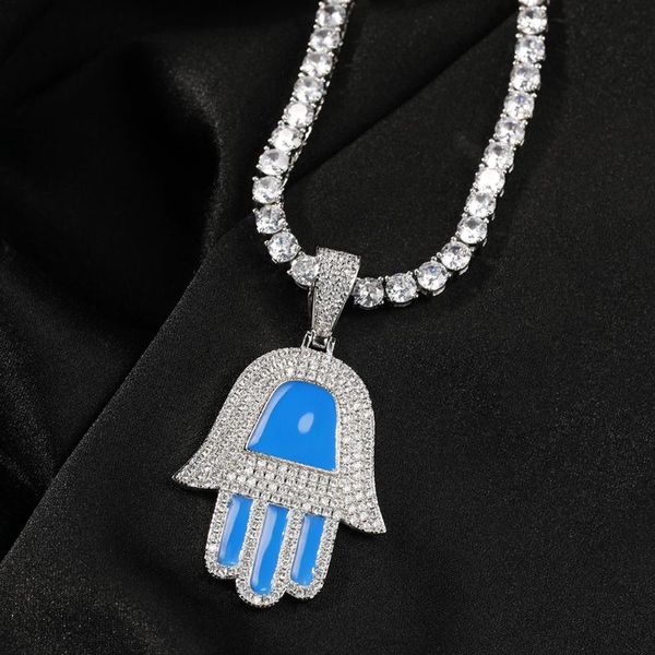 Colares pendentes Design de hip hop Design moderno de ouro/rosa de ouro rosa Hamsa de colar de fatima para homens homens moda jóias turcas atacadsalependa