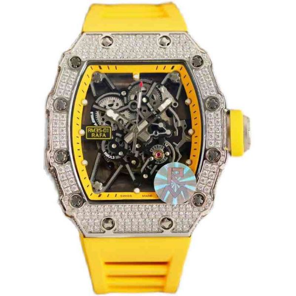 

watches wristwatch luxury richa milles designer men's automatic mechanical watch diamond inlaid transparent sky star hollowed out perso, Slivery;golden