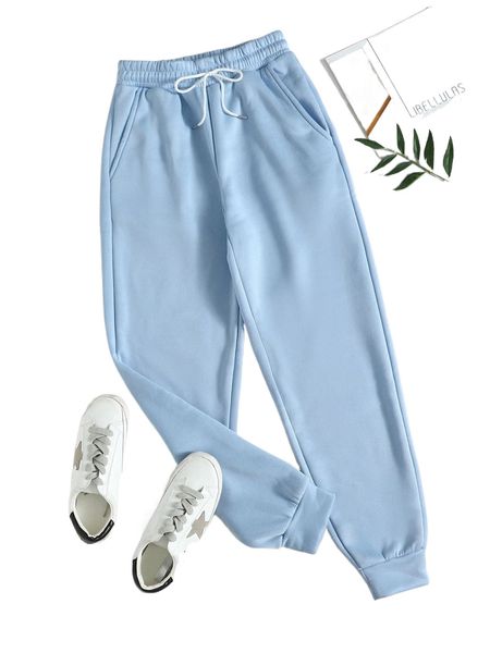 

petite slant pocket drawstring sweatpants e2is#, Black;white