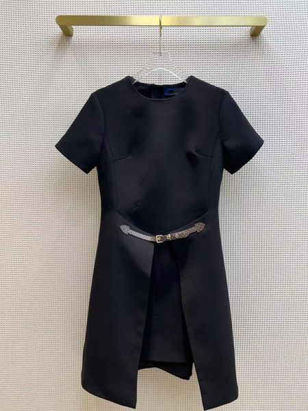 

milan runway dresses 2022 summer autumn o neck take a holiday women's designer dress brand same style clothing 0618-7, Black
