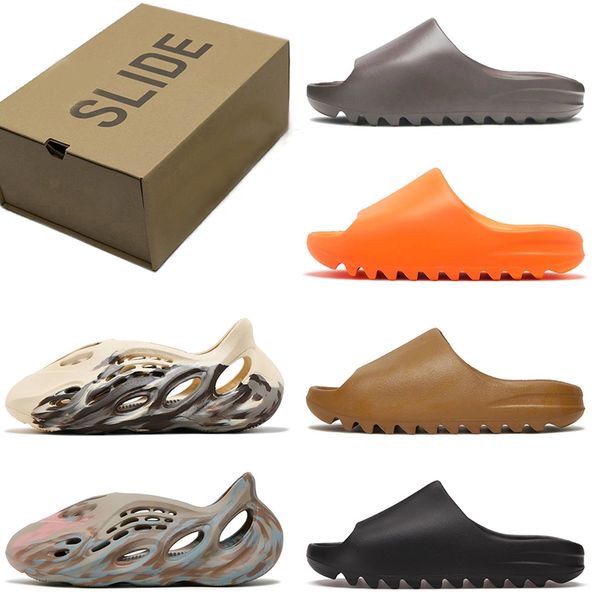 

designer sandals for men womens claquette slippers pantoufle slide moon gray ochre desert sand mineral blue mens foam runners foamrunner out, Black