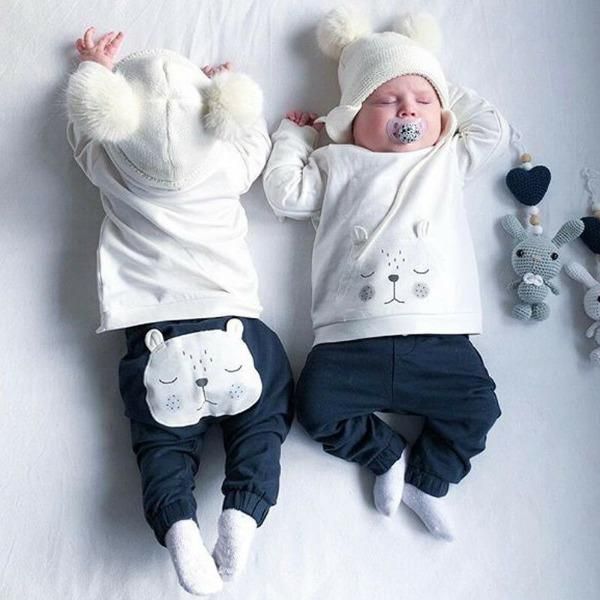 Комплекты одежды детские дети хлопок рожденные мальчики для девочек 3d медведя теплые топы свитер.