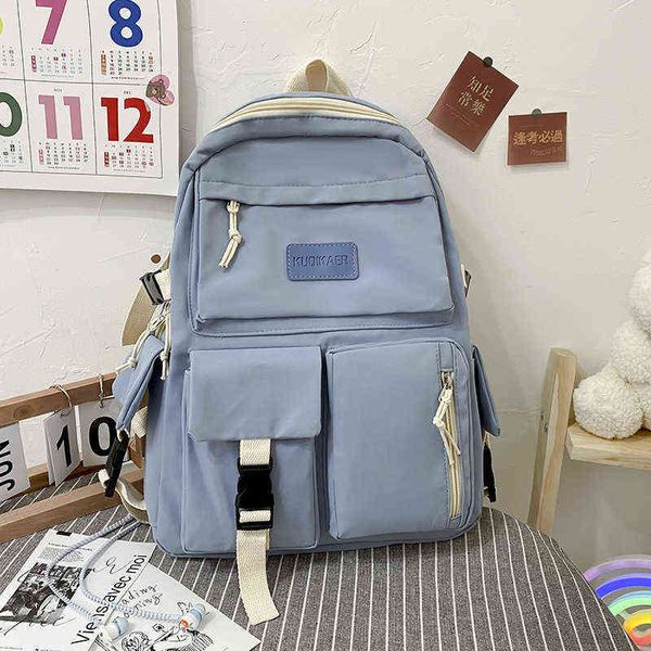 Backpack Canvas Coreana Largecapacidade Multilayer Junior High School School School School Light Simple Travel Bag Bolet 220628