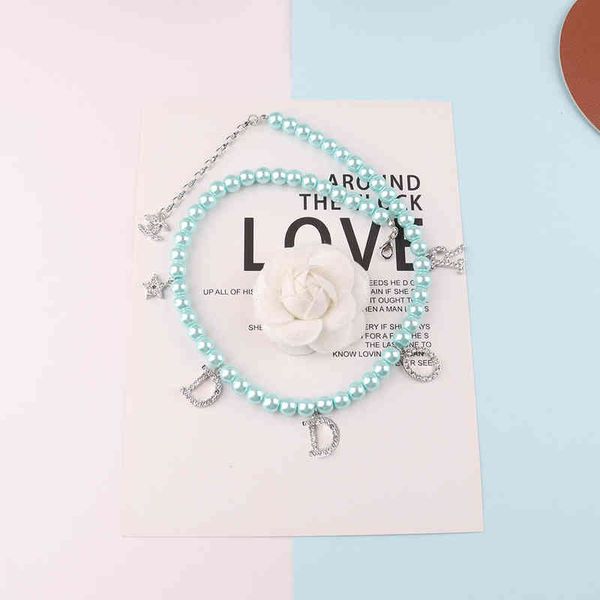 

d family pearl necklace full letter pendant famous brand, Silver