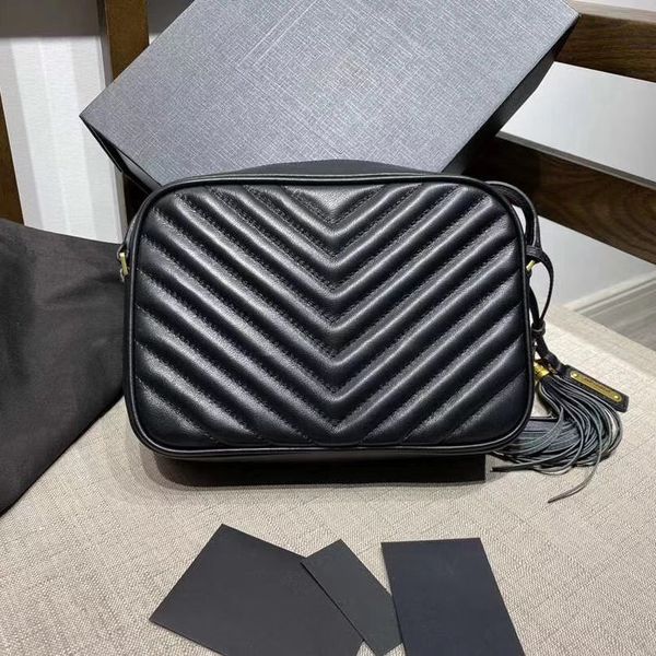 

2022 fringed camera bags classic women's handbags ladies tote bag leather shoulder bag female purse 23cm