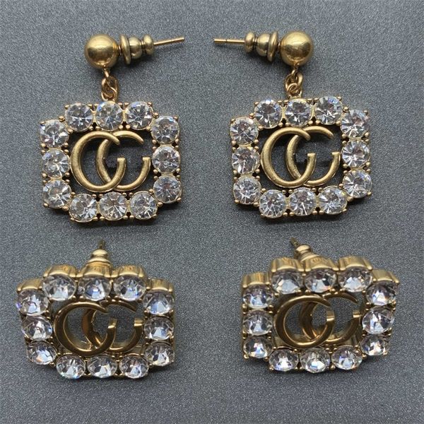

60% jewelry online shuxin same brass used square rhinestone letter earrings, Golden
