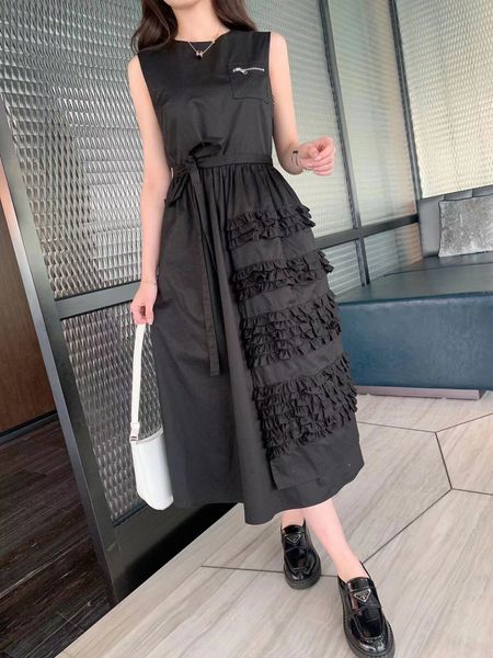 

european fashion brand new side lace up waist sleeveless vest dress, White;black