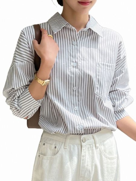 

dazy vertical striped patched pocket drop shoulder shirt f9sp#, White