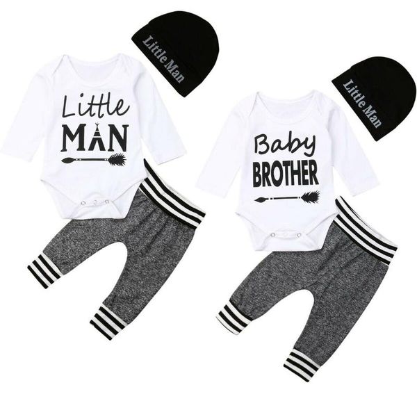 Completi di abbigliamento Vestiti per bebè Lettera Stampa Tuta Pagliaccetto Gary Pantaloni Berretto Cappello 0-18 M Neonato Bambino Primavera Autunno Abiti casualClothi