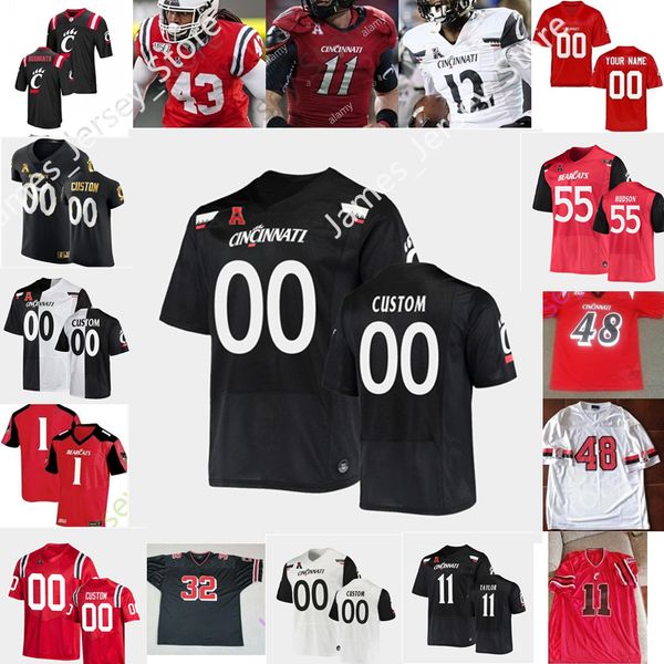 

2022 ncaa cincinnati stitched football jersey 18 travis kelce justin murray eric wilson 23 gerrid doaks 1 wiggins james hudson 62 jason kelc, Black