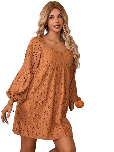 

lantern sleeve schiffy smock dress a1mb#, Black;gray