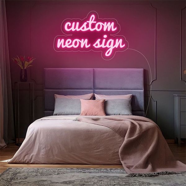 Luce personalizzata per negozio di feste di matrimonio Decorazione da parete per camera da letto Design con nome Insegna al neon personalizzata Luci a LED Decorazione della stanza 220615