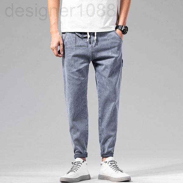 

men's jeans designer men's 2021 summer korean fashion leggings capris spring and light work clothes versatile casual pants 7ft7, Blue