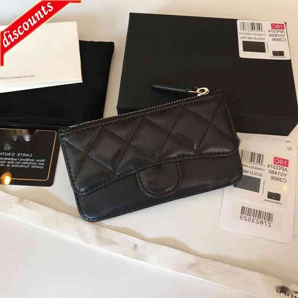 

letter luxury ap0374 brand design plaid cc chain short wallet lambskin women's le boy pocket real leather zipper card pack coin purse c, Red;black