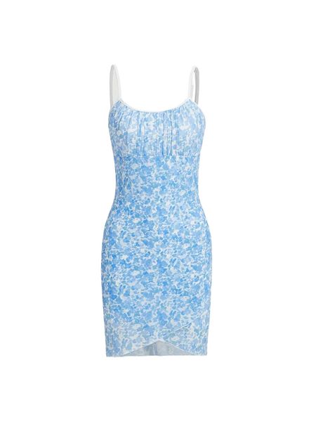 

mod allover print ruched bust bodycon dress u69i#, Black;gray