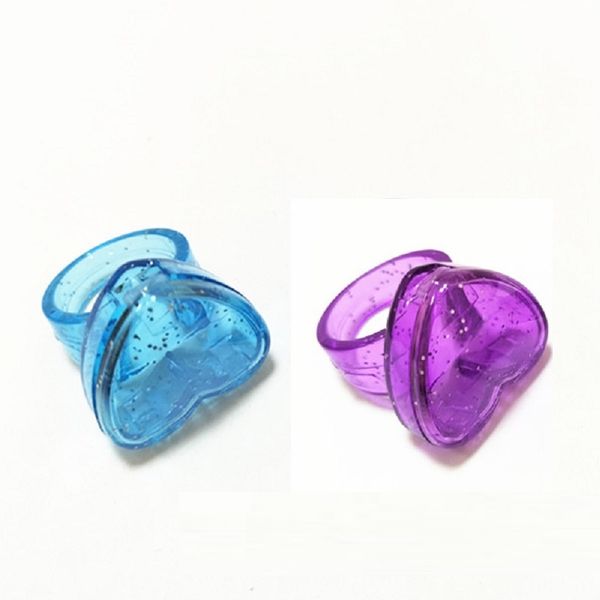 Custodia per ombretto a forma di cuore blu Scatole per imballaggio Elegante mini anello viola Scatola per rossetto trasparente a forma di fiore Piccolo campione Balsamo per labbra Compatto cosmetico vuoto in plastica