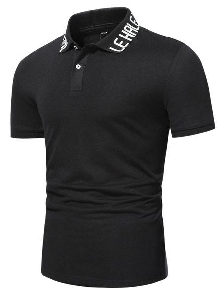 

men letter graphic polo shirt j7kz#, White;black