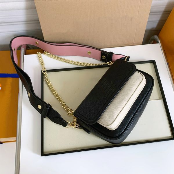 

2022 luxury designer bag calfskin leather handbags removable and adjustable wide straps chain messenger shopping shoulder bags handbags ladi