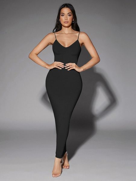 

club solid backless bodycon dress s25l#, Black;gray